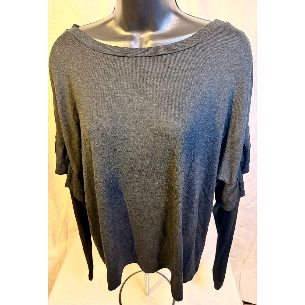 Witchy Cottagecore Whimsygoth Black Ruffle Sleeve Sweater Women's XL Punk Goth